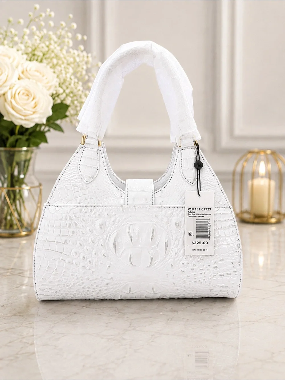 NWT Brahmin Adrian in Sea Salt White Satchel